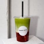 Iced strawberry matcha latte